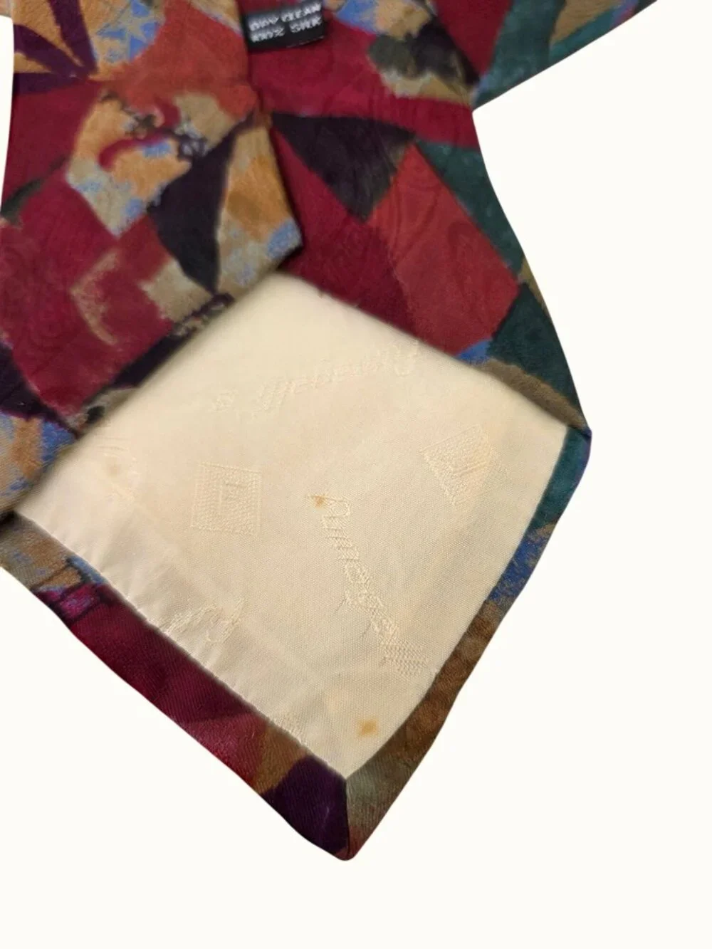 Fumagallis Italian Silk Tie 90s Abstract Geometric Purple Rose Green Black 3.75